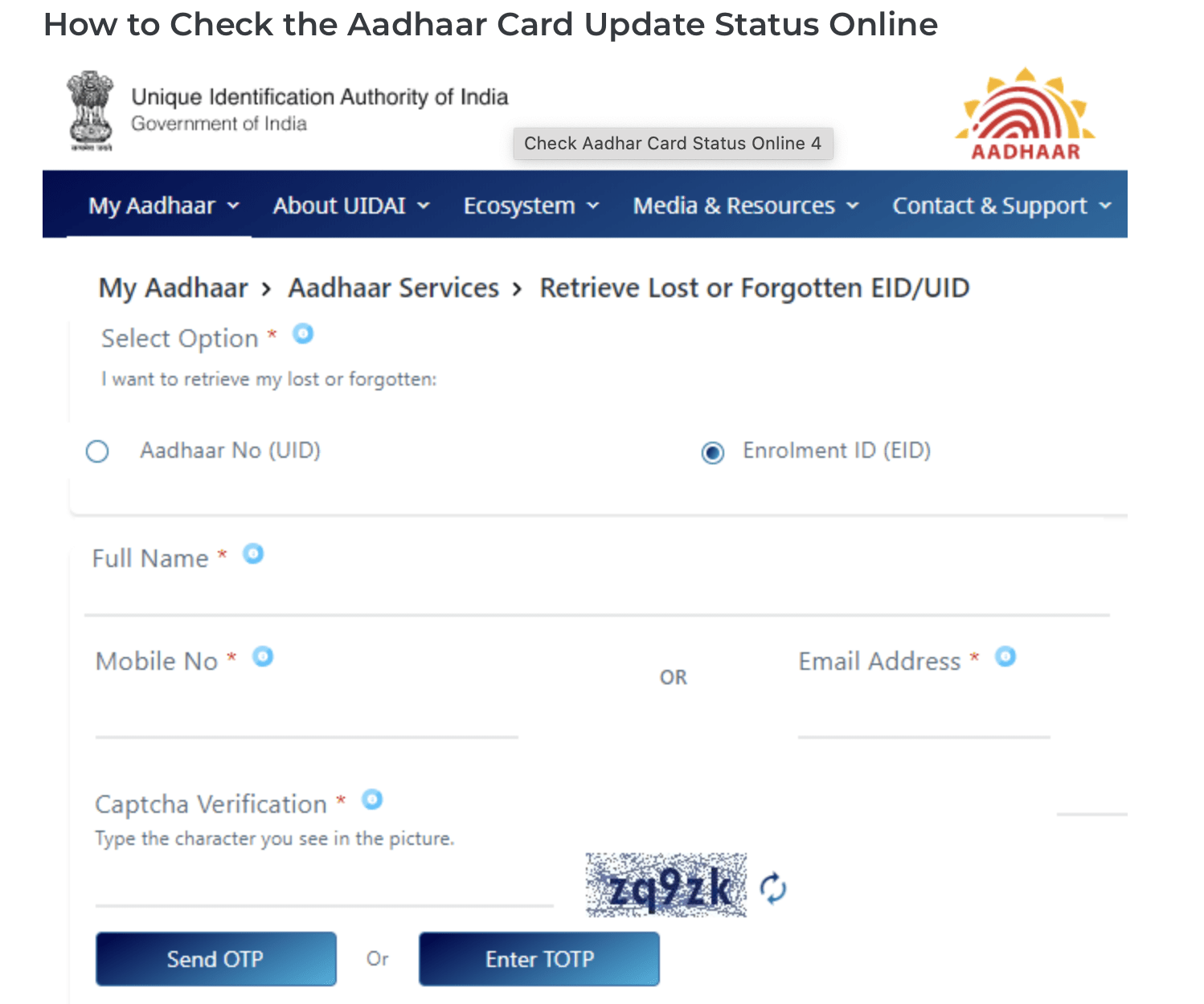 Updating Your Aadhaar Details Updating Your Aadhaar Details